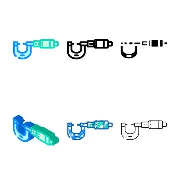 Micrometer tool work color icon styleset vector イラスト素材