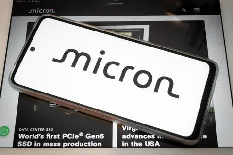 Micron technology logo on smartphone screen Fotos de archivo