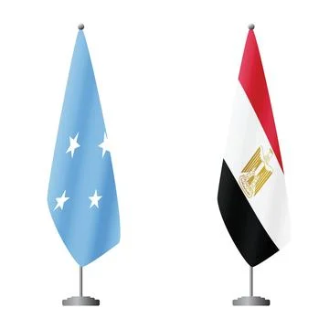 Micronesia and Egypt flags on flagpoles for official ceremonies and meetings Stock Illustration