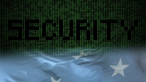 Micronesia Federated States flag - Waving flag on matrix binary code background Stock Footage 321422425