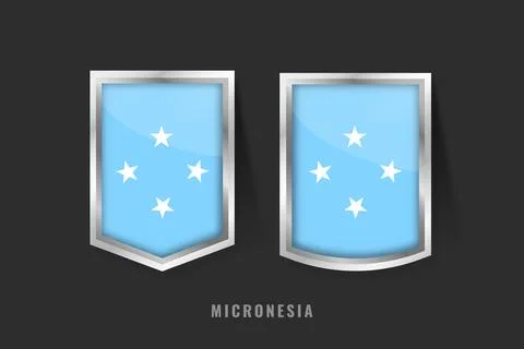 Micronesia Flag Badges  Shield Emblems and Crest Collection 스톡 일러스트