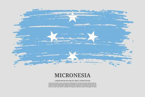 Micronesia flag with brush stroke effect and information text poster, vector Stock Illustration
