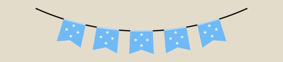 Micronesia flag bunting hanging on a string for a national holiday celebrat.. Stock-Illustration
