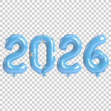 Micronesia flag colors 2026 3d illustration, balloon numbers 3d rendering o.. Stock Illustration