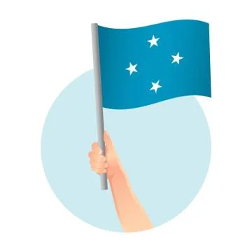 Micronesia flag in hand icon 스톡 일러스트