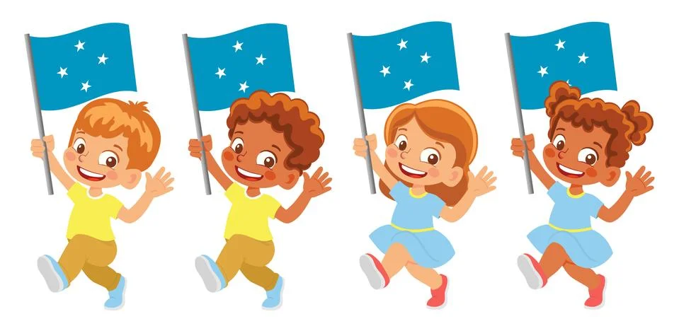 Micronesia flag in hand set Stock Illustration