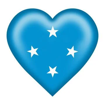 Micronesia flag heart button isolated on white with clipping path Stock Illustration