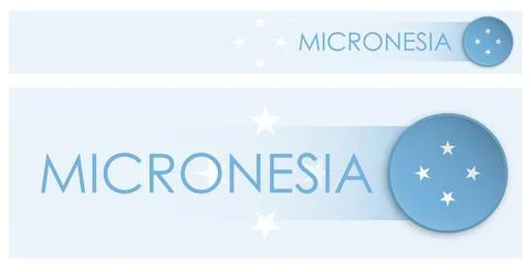 Micronesia flag horizontal web banner in modern neomorphism style. Webpage .. 스톡 일러스트
