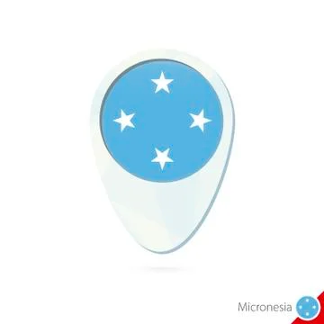 Micronesia flag location map pin icon on white background. Stock Illustration