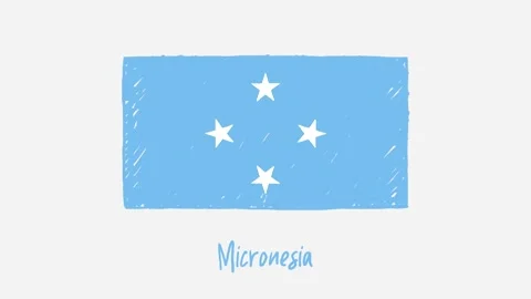Micronesia Flag Pencil Sketch Looping Animation Stock Footage 212469506