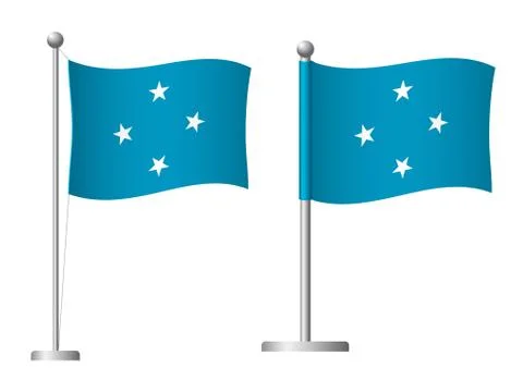 Micronesia flag on pole icon Stock Illustration