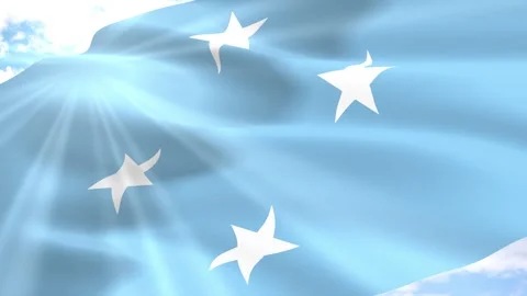 Micronesia Flag Seamless Loop 4k 60fps on Sky Background Stock Footage 341565808