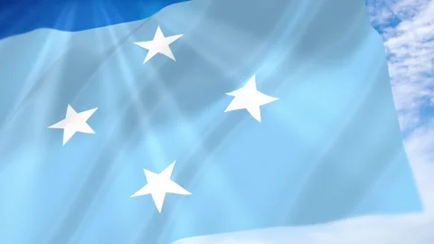 Micronesia Flag Seamless Loop 4k 60fps on Sky Background Stock Footage 341675391