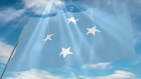 Micronesia Flag Seamless Loop 4k 60fps on Sky Background Stock Footage 341760627