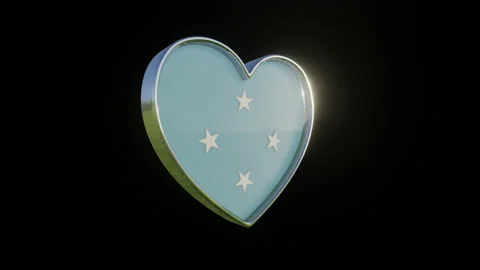 Micronesia Flag in the Shape of 3D Heart. Video stock 133803289