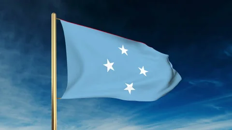 Micronesia flag slider style. Waving in the win with cloud background animation 스톡 동영상 48597190