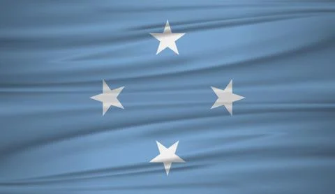 Micronesia flag vector. Vector flag of Micronesia blowig in the wind. EPS 10. Stock Illustration