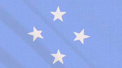 Micronesia flag waving in the wind. Icon in the frame. Animation loop Video stock 83800748