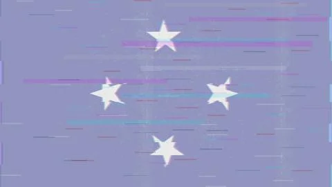 Micronesia Glitch Flag Vector - RGB Split Digital Video Frame Design Stock Illustration