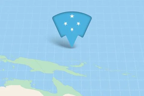 Micronesia Location Highlighted on Oceania Map with Flag Icon. Stock Illustration