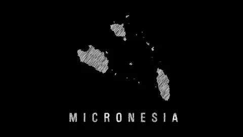 Micronesia map appearing with scribble effect on black background Stock Footage 318161984
