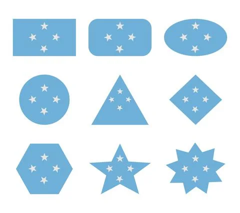 Micronesia set of flags with geometric shapes イラスト素材