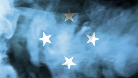 Micronesia smoke waving flag 動画素材 98352801