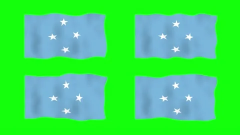 Micronesia Waving Flag 2D Animation on Green Screen Background. Looping sea.. Stock Footage 235921535