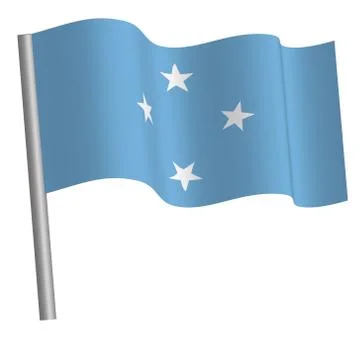 Micronesian flag waving on a pole Stock Illustration