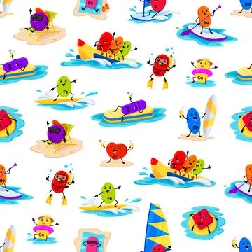 Micronutrient characters on vacation, pattern Stock Illustration