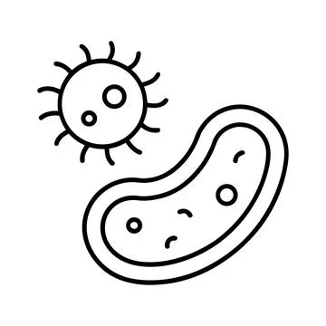 Microorganism bacteria cell single line art drawing Illustrazione stock