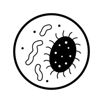 Microorganism bacteria cell single line art drawing Illustrazione stock