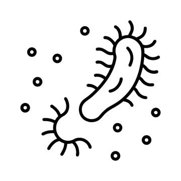 Microorganism bacteria cell single line art drawing Illustrazione stock