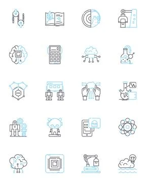 Microorganism Evolution linear icons set. Adaptation, Mutation, Selection Illustrazione stock