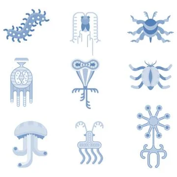 Microorganism icon set Illustrazione stock