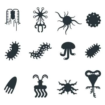 Microorganism icon set Stock-Illustration