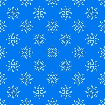 Microorganism or Bacteria Molecule vector blue line concept seamless pattern 库存插图