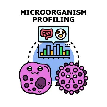 Microorganism profiling concept evaluating gut microbiome health Stock Illustration