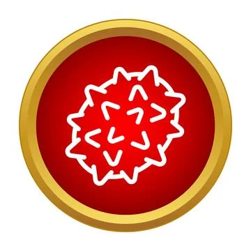 Microorganism virus cell vector icon on red background Stock Illustration