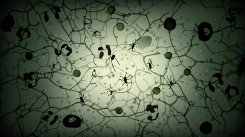 Microorganisms bacteria virus microbe animation 스톡 동영상 91816082