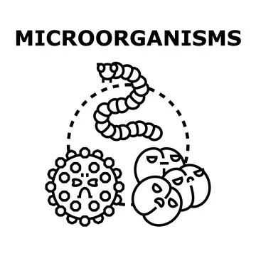 Microorganisms concept featuring germ, bacteria, and virus Illustrazione stock