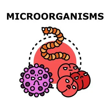 Microorganisms concept featuring germ, bacteria, and virus Illustrazione stock