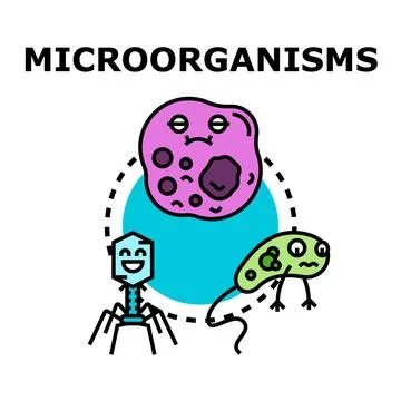Microorganisms concept vector illustration with virus and bacteria Stock Illustration