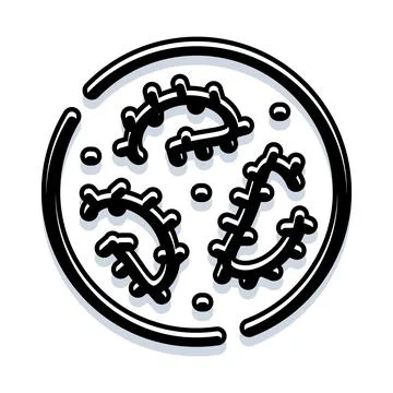 Microorganisms developing in petri dish for scientific study Stock Illustration