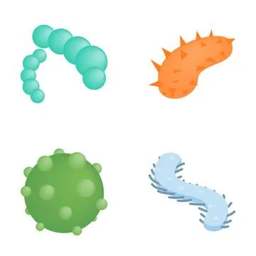 Microorganisms illustrating bacteria virus and germ types Stock Illustration