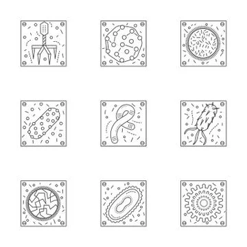 Microorganisms line icons vector collection Stock Illustration