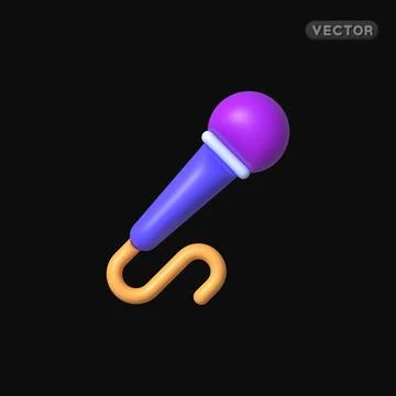 Microphone in 3d modern style on white background. Vector illustration Stock Illustration