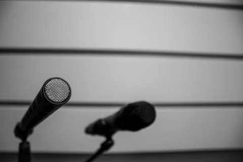 Microphone 4 bw 스톡 사진