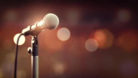 Microphone on abstract background. Audio, music, multimedia Stock Illustration