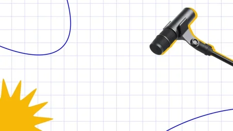 Microphone with Abstract Graphic Elements on Grid Background Stock Footage 331319089